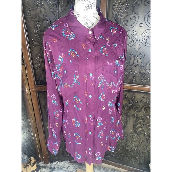 Wrangler Retro Long Sleeve Western Snap Button Up Shirt Women's Size M‎ - Picture 1 of 3